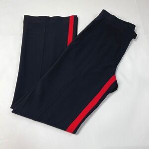 Escada Black Wide Leg Pants‎ Red Stripe Side Trim Flare Occasion Size 38/8